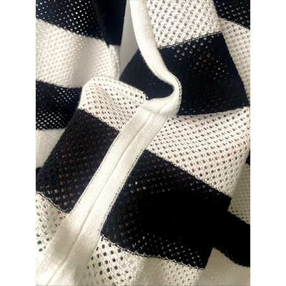 T By Talbots Open Knit Lg Sleeve Top Womens Sz MP Blk/White Cotton Blend Collar - Picture 3 of 8